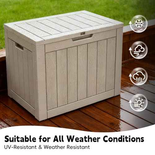 Outdoor Storage Box, 31 Gallon Deck Box Waterproof, Resin Patio Storage Bin for Package Delivery, Patio Furniture Cushion, Garden Tools, Pool Accessories, Weatherproof