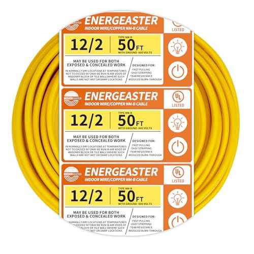 Solid Indoor 12/2 W/G NMB Cable 50ft Coil£¬Electrical Wire 12 Gauge Wire 2 Conductors Non-Metallic with Ground Wire(Yellow)
