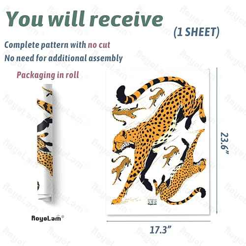 Jumping Cheetah Wall Decals Removable Safari Animal Vinyl Stickers for Nursery Living Room and Office Gym Decor Peel and Stick Wall Art