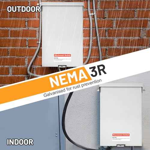 60 Amp Disconnect, 240V General Duty Safety Switch, 3P 4 Wires Non-Fused AC Disconnect Switch Box with Ground, Meeting NEMA 3R Standards for Indoor and Outdoor