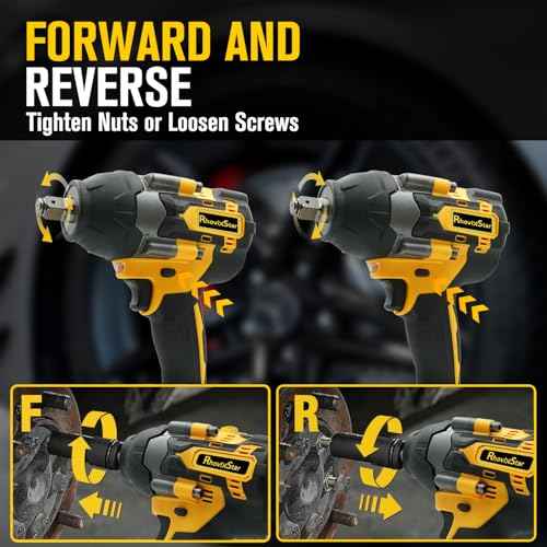 Rhovixster 1/2 Impact Gun, Cordless Impact Wrench Set, 1/2 Torque Impact, Brushless Motor High Torque Impact Guns with Battery and Charger