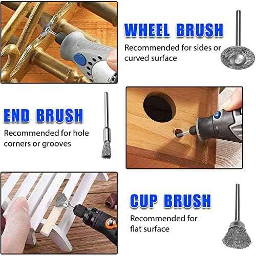 42Psc Wire Wheel Brush Set, Rotary Tool Wire Brush, Steel Wire Wheels Pen Brushes Set Kit Accessories for Rotary Tool-1/8(3mm) Shank