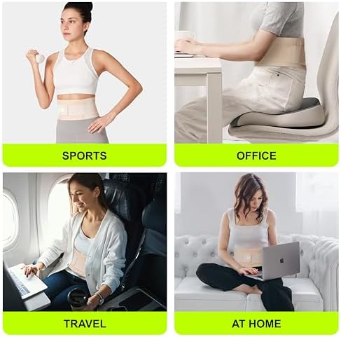 Ultra Thin Back Brace for Lower Back, Breathable Lightweight Back Brace for Women & Men, Adjustable Back Support Brace for Lower Back Pain Relief, Sciatica, Scoliosis, Herniated Disc (Beige, X-Large)