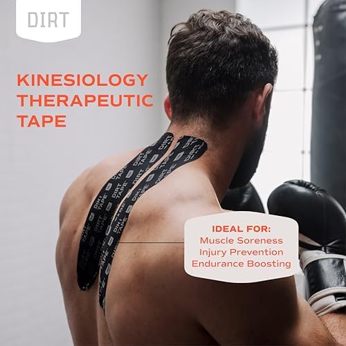 Premium Cotton, Elastic Kinesiology Athletic Tape, 2 Continuous Uncut roll (16.4 feet Long). Latex Free, Hypo-Allergenic, Water Resistant (Black with Logo)