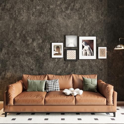16"¡¿118" Thick Dark Tan Grey Concrete Wallpaper Peel and Stick Glossy Charcoal Gray Concrete Contact Paper Vinyl Adhesive Waterproof Brown Taupe Cement Stickers for Countertops Kitchen Walls