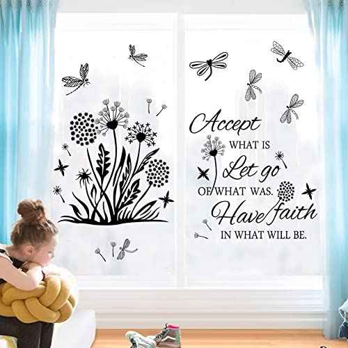 Inspirational Quotes Wall Art - Accept, Let Go, Have Faith - Dandelion Wall Decals, Flower Stickers, Murals - Bedroom, Office, Bathroom, Living Room
