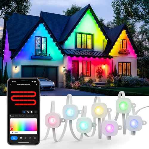 Permanent Outdoor Lights,100ft with 72LED Eaves Light, IP65 Waterproof RGB Light with AppControl, DIY SceneModes, Eave Lights for House Roof, Garden Dcor, Christmas Outdoor Decoration