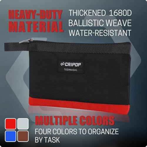 6 Pack Zipper Tool Pouch, 1680D Tools Bag Storage Kit with 4 Zipper Bags and 2 Stand-up Tool Bags, Multipurpose Tools Utility Pouches Storage Organizer
