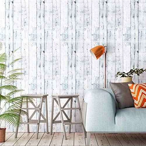 17.7"x 118" Peel and Stick Wallpaper Self-Adhesive Shiplap Light Grey/White Distressed Wood Plank Removable repasted Decorative