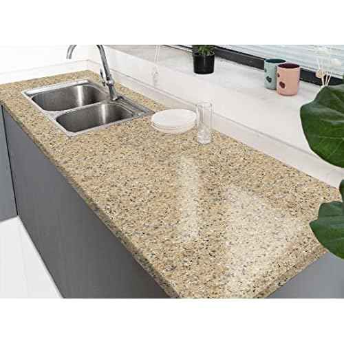 GloryTik Brown Marble Contact Paper Self Adhesive Film Peel and Stick Wallpaper 17.7''X118'' Granite Look Glossy Surface Paper Thicken Waterproof for Kitchen Countertop Bathroom Counter Decor Vinyl