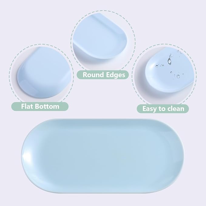 3Pcs Manicure Tools Storage Tray, Oval Plastic Storage Dish Nail Art Accessory Display Trays, Jewelry Rhinestone Organizer Plate, Makeup Cosmetic Nail Decorations Storages PlateÃ¯Â¼ÂBlueÃ¯Â¼Â