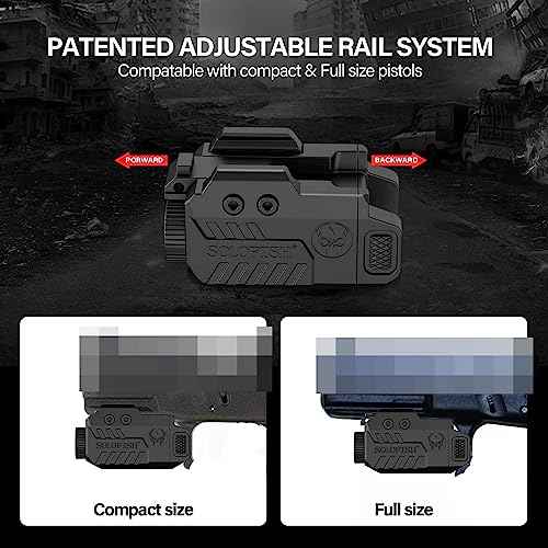 Solofish 500lm Tactical Flashlight Compatible for Compact with Rail, Green/Red/Blue Beam and White LED Combo with Strobe