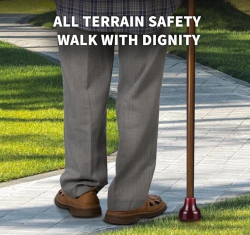 Cane Tips 1 1/8 inch, Self Standing Heavy Duty Cane Accessories for Diameter 28mm, 2 Years Free Replace, Rubber Tip Replacement for Walking, Folding & Medical Canes, Stable Grip Traction Attachment