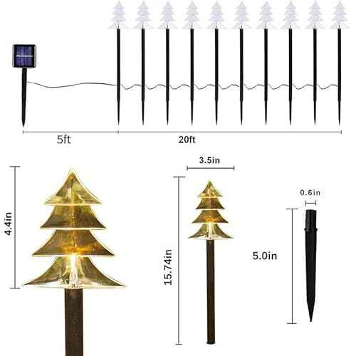 ILLUMINEW Outdoor Christmas Decorations, Solar Xmas Pathway Lights, Set of 20 Waterproof Landscape Christmas Lights, LED Lamp for Yard Lawn Patio Walkway Decor