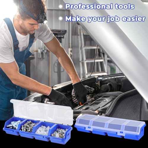 6 Packs Screw Organizer Box with Lids, Nuts and Bolts Parts Organizers and Storage, 4 Compartments Plastic Hardware Screw Toolbox Case for Garage Nails Craft Tool Organizing(Blue)