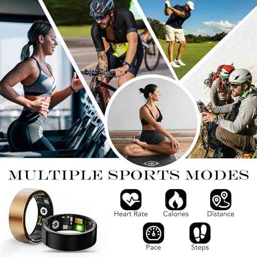 Smart Health Ring for Women Men Fitness Tracker with Heart Rate, Blood Oxygen, Blood Pressure, Sleep Monitoring, Step Counting, IP68 Waterproof for iOS and Android, No APP Fee, Rose Gold 6