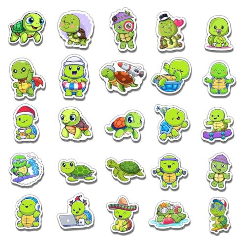 50 Pack Pcs Sea Turtle Stickers for Water Bottles Waterproof Vinyl Laptop Luggage Scrapbooking Computer Phone Case Cute Animal Sticker Packs Adults Teens Aesthetic Small Decals