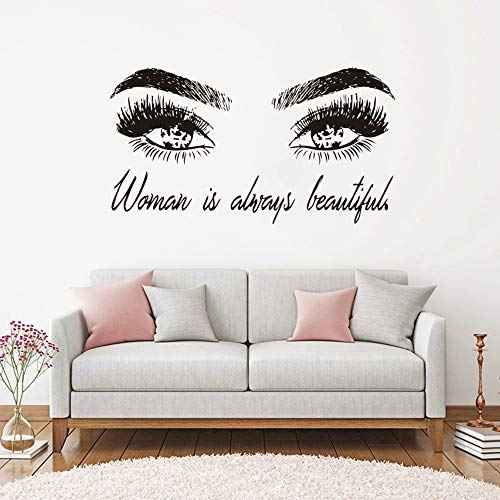 Beautiful Women Eyes Wall Decals Big Eyes Stickers Removable Decor Wall Art for Living Room Bedroom Beauty Salon,Finished Size 25.5"x43.3"