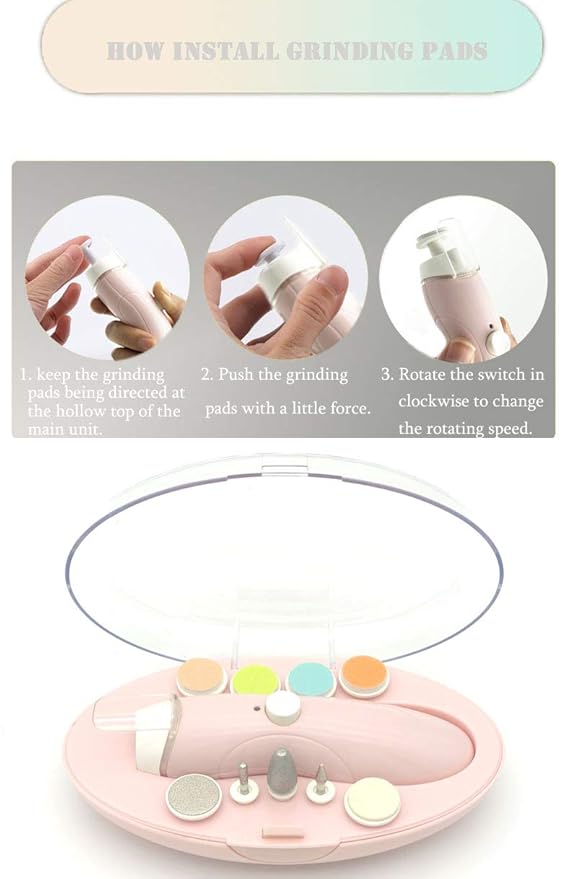 Fansidi Rechargeable Baby Nail Trimmer with Stepless Speed Control, Safe Electric Baby Nail File for Newborns, Infants & Toddlers, 8100RPM, LED Light, Dust Shield, Adult Nail Care Set,Warm Blush Pink