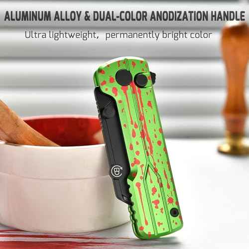 OKNIFE U1 Ultra Folding Utility Knife with Ceramic Blade, Lightweight 6061-T6 Aluminum Alloy Handle with Clip, Button Lock EDC Pocket Knife (Zombie Green)