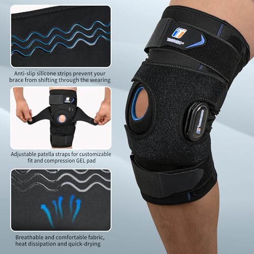 Hinged Knee Brace, Knee Braces for Knee Pain with Dual Metal Side Stabilizers and GEL Patella, Knee Support for Relieve ACL, MCL, Meniscus Tear, Arthritis, Tendon Pain, Knee Brace for Men and Women