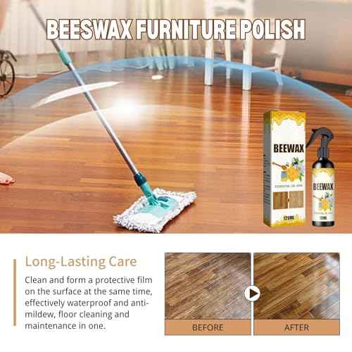 Beewax Essential Oil Wax, 2PCS Beeswax Spray, Beeswax Spray Furniture Polish, Bees wax Wood Polish, Bees wax Care spray & Restorer for Wood Floors, Furniture, Tables, Cabinets