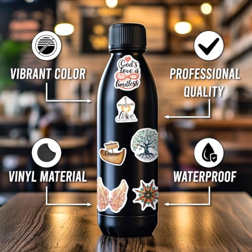 108 PCS Jesus Christian Stickers, Waterproof Inspirational Faith Bible Verse Stickers, Vinyl Religious Scripture Decals for Water Bottles, Laptop, Journaling, Spiritual Gifts