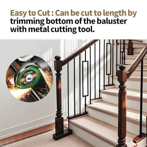 10 Pcs Wrought Iron Balusters 44 Inches Iron Balusters for Staircase Hollow Stair Spindles 1/2" Balusters for Staircase Interior Satin Black Metal Deck Balusters