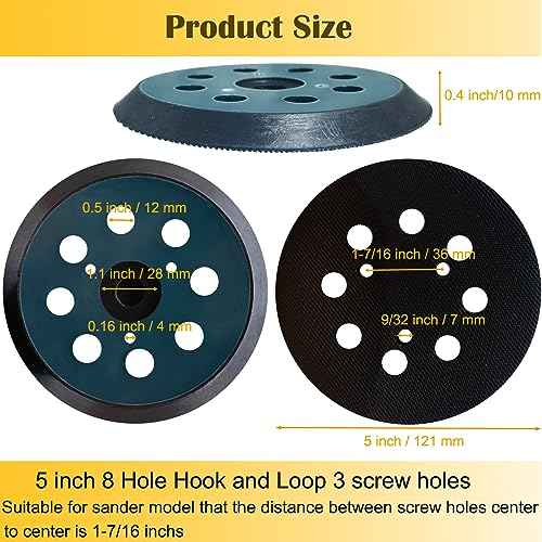 2 Pack Replacement Sander Pads for 5" Dewalt Sander, 8-Hole Hook and Loop Sanding Pads for DeWalt DW420 DW421 DW422 DW423 DW426 D26451 Random Orbital Sander
