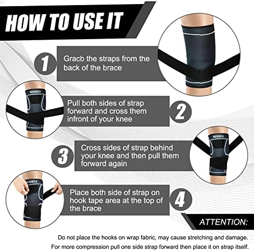 NEENCA Knee Braces for Knee Pain- 2 Pack Knee Sleeves for Pain Relief Set, Knee Compression Sleeves with Adjustable Straps for Best Fit, for Sports, Runner, Meniscus Tear, ACL, Arthritis, Joint Pain..