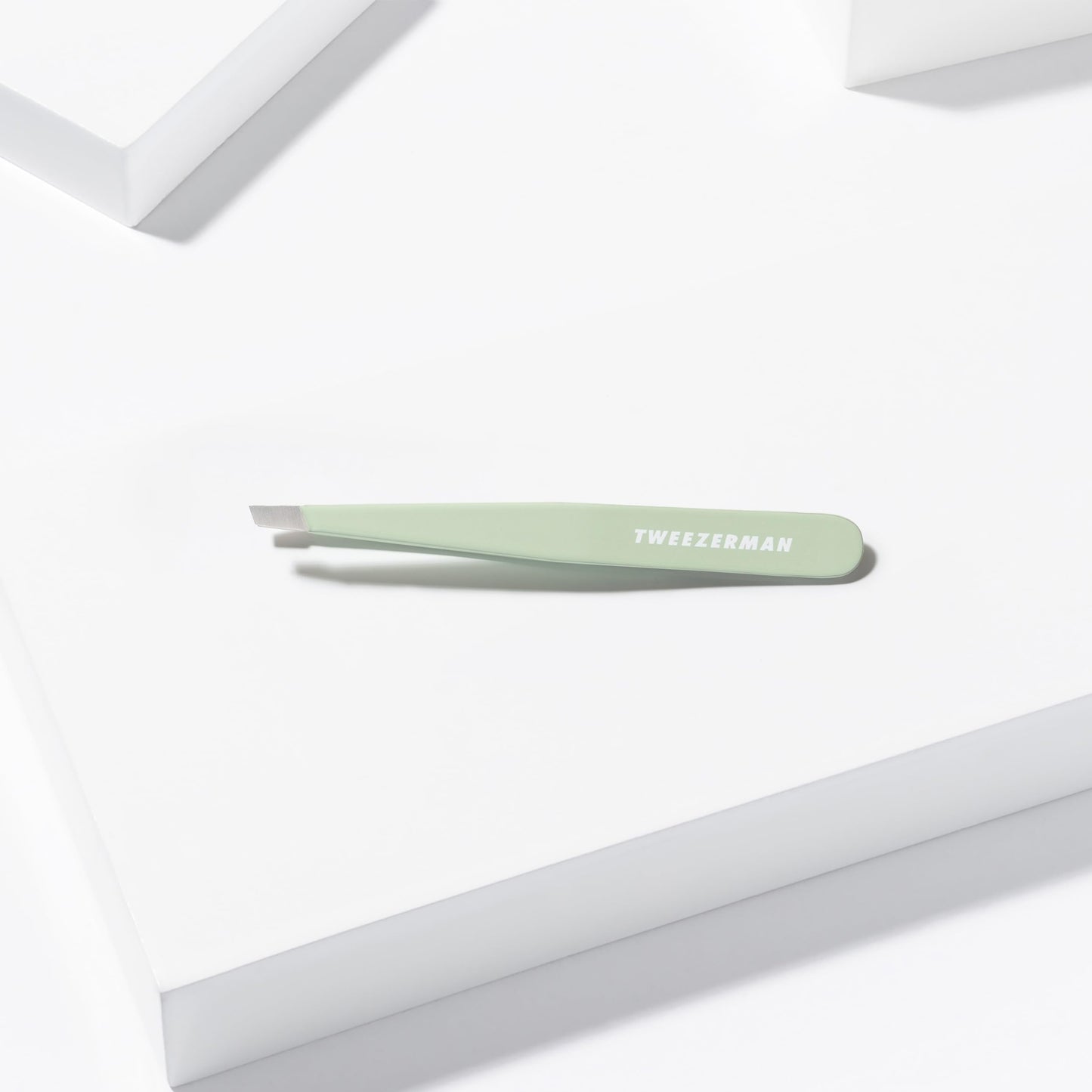 Tweezerman Stainless Steel Slant Tweezer - Eyebrow Tweezers for Women and Men (Pistachio)