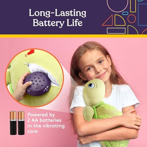 Special Supplies Vibrating Pillow Sensory Pressure Activated Calm for Kids and Adults, Plush Minky Soft Cover-Textured Therapy Stimulation Bumps 3 Vibration Modes, Music & Voice Recording (Turtle)