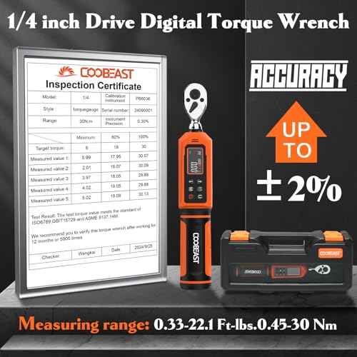 Digital Torque Wrench 1/4 Drive, 0.33-22.1 Ft.lbs./0.45-30Nm Range, Electronic Torque Screwdriver with Dual Direction Ratchet, Buzzer and LED Alert for Bicycle, Bike, DIY and Home Repair