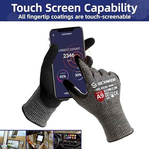 Schwer ProGuard Highest Level Cut Resistant Work Gloves PR3326 for Extreme Protection£¬ANSI A9 Cut Gloves with Reinforced Thumb, Non Slip, Non PFAS, Durable, Touch-screen, Black 2 Pairs£¨L£©