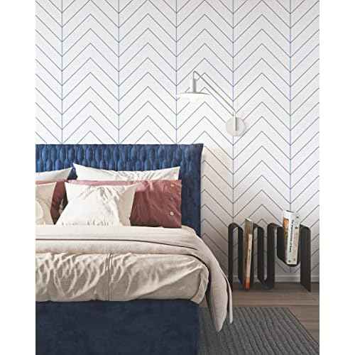 Kitico Peel and Stick Wallpaper Blue and White Geometric Wallpaper Modern Blue Stripe Wallpaper Removable Self Adhesive Wall Paper Waterproof Contact Paper Decorative Home Decoration 17.7"x118.1"