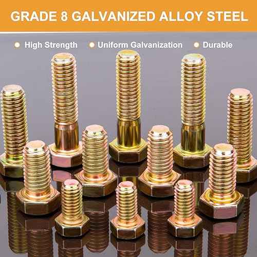 VIGRUE 636PCS Grade 8 Bolt Assortment Kit, 1/4-20, 5/16-18, 3/8-16, 1/2-13 Heavy Duty SAE Bolts and Nuts Washers Kit