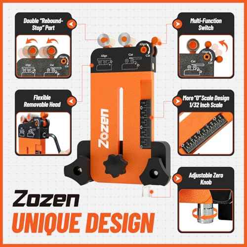 Thin Rip Jig + Feather Boards for Table Saw Jig Guide, Zozen 2in1 Woodworking Tools, Make Repetitive Strip Cut While Powerful Reducing Kickback, Directly Data without Calculation, for 3/4"X3/8"T Slots