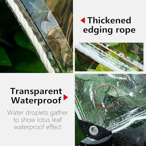 6' X 8' Clear Vinyl Tarp, 14 Mil Clear Tarps Heavy Duty Water Resistant, 400g/m©÷ Thickened Tear Resistant with Metal Grommets, for Patio Porch and Garden Chicken Coop