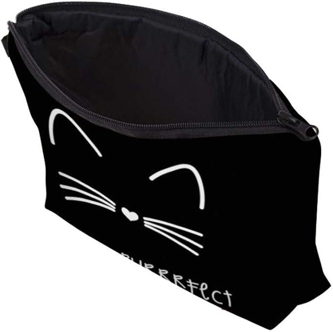 Deanfun Makeup Case Small, Cosmetic Zipper Bag Waterproof for Purse Mini, Women Cute Traveling Accessories Pouch for Ladies Thanksgiving Christmas Gifts(I'm so Perfect Cat D2-51294)
