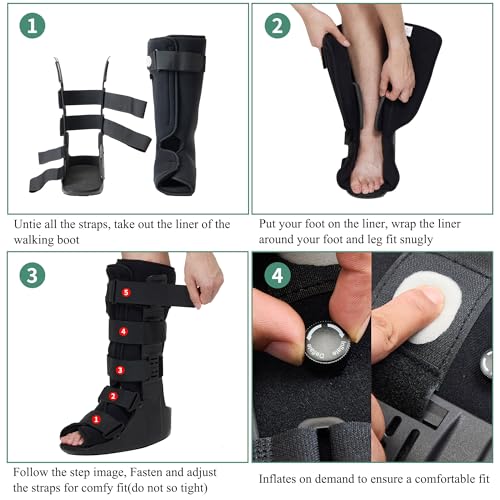 Air Walking Boot, Tall Fracture Boot, Air CAM Walker Fits Left or Right Foot, Protection for Broken Foot Sprained Ankle Fracture Recovery (Small)