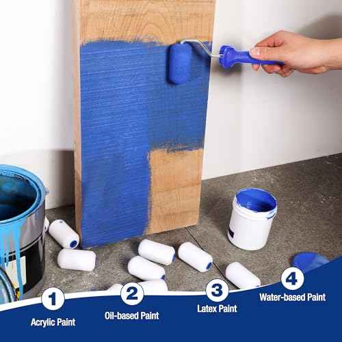 WORKPRO Small Paint Roller 2.5 inch 12-Pack, Mini Foam Paint Roller Covers for Small Touch-Up, Art Crafts, Furniture, Cabinets, High-Density Sponge Paint Roller Replacement for Painting Walls, Doors