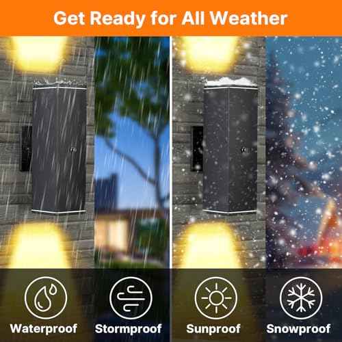 Outdoor Wall Lights 2 Packs,Modern Square Dusk to Dawn Outdoor Porch Light,Integrated LED Cylinder Up Down Lights Aluminum Waterproof Wall Lighting Exterior Light for Porch Patio Garage
