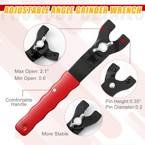 Hicarer 25 Pcs Angle Grinder Nut Angle Grinder Wrench Kit 5/8"-11 Flange Metal Lock Nut Wrench Compatible with Dewalt/Makita/Bosch/Hitachi/Metabo (Red)