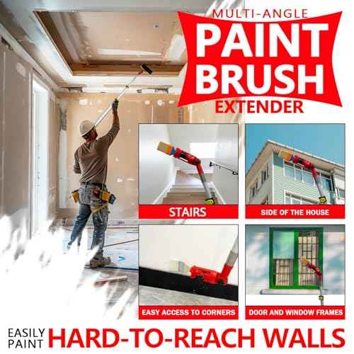Multi-Angle Paint Brush Extender Red, Paint Edger Tool for High Ceilings, Extension Pole Attachment Holder for Paint Brush,Roller, Scraper, Rotating Head, Paint Pole Extension Device