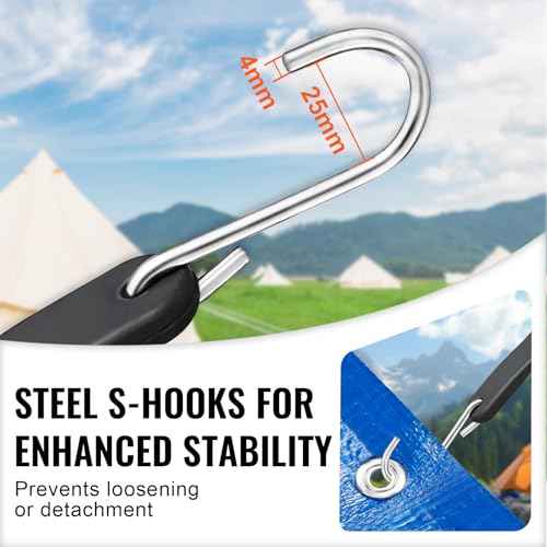 VEVOR 31" Rubber Bungee Cords, Weatherproof EPDM Rubber Tie Down Straps with Crimped S Hooks, Heavy Duty Outdoor Tarp Straps for Securing Flatbed Trailers, Canvases, Cargo, and More (50 Pack)