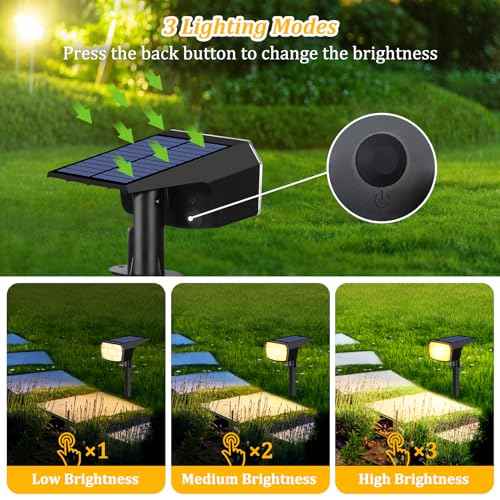 Sucolite 8-Pack Solar Spot Lights Outdoor Waterproof IP65, 3 Lighting Modes 2-in-1 Solar Landscape Spotlights for Yard, 59 LED Solar Powered Wall Lights for Garden Pathway Driveway Walkway, Warm White