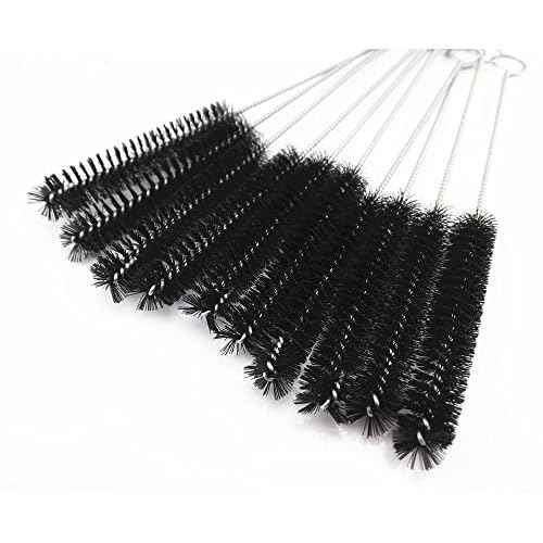 yueton?Pack of 10 Black Nylon Tube Pipe Nozzle Brush Dia 10mm with Wire Loop Handle