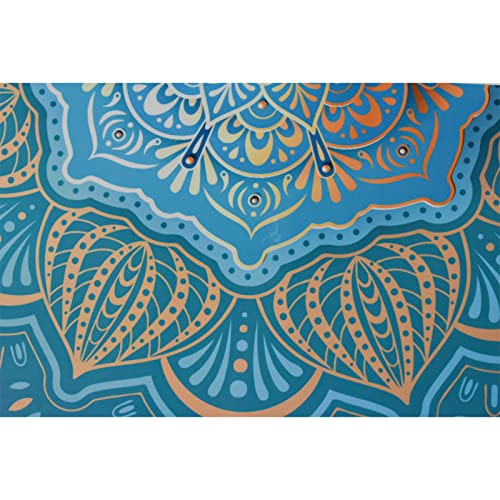 Pinenjoy Large Mandala Wall Decal Blue Lotus Flower Wall Sticker Removable Indian Namaste Vinyl Wall Art Mural 18.5x18.5inch for Yoga Meditation Living Room Bedroom TV Sofa Background Decors