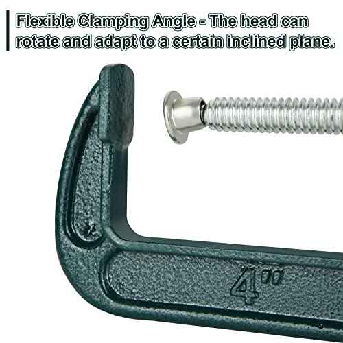 6 Piece 4 Inch C-Clamp Set - Industrial Strength, Quality Iron C Clamps for Woodworking, Welding, and Building(Green)