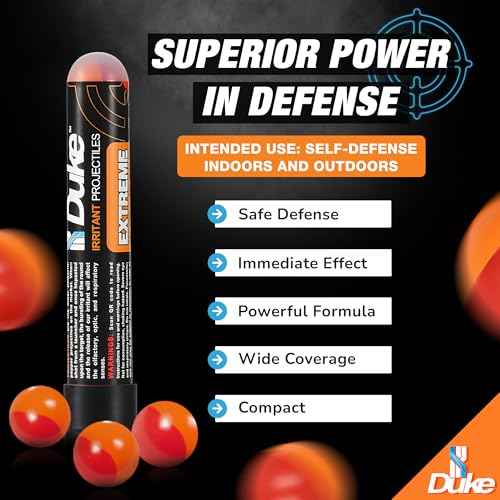 Duke Extreme Non-Lethal 68 Caliber Projectiles OC Spray Balls, Pepper Spray Self Defense Balls, Pepper Spray Balls, 68 Caliber Self Defense Balls, Non Lethal Ammo (1% OC+4% PAVA - 7 Count)